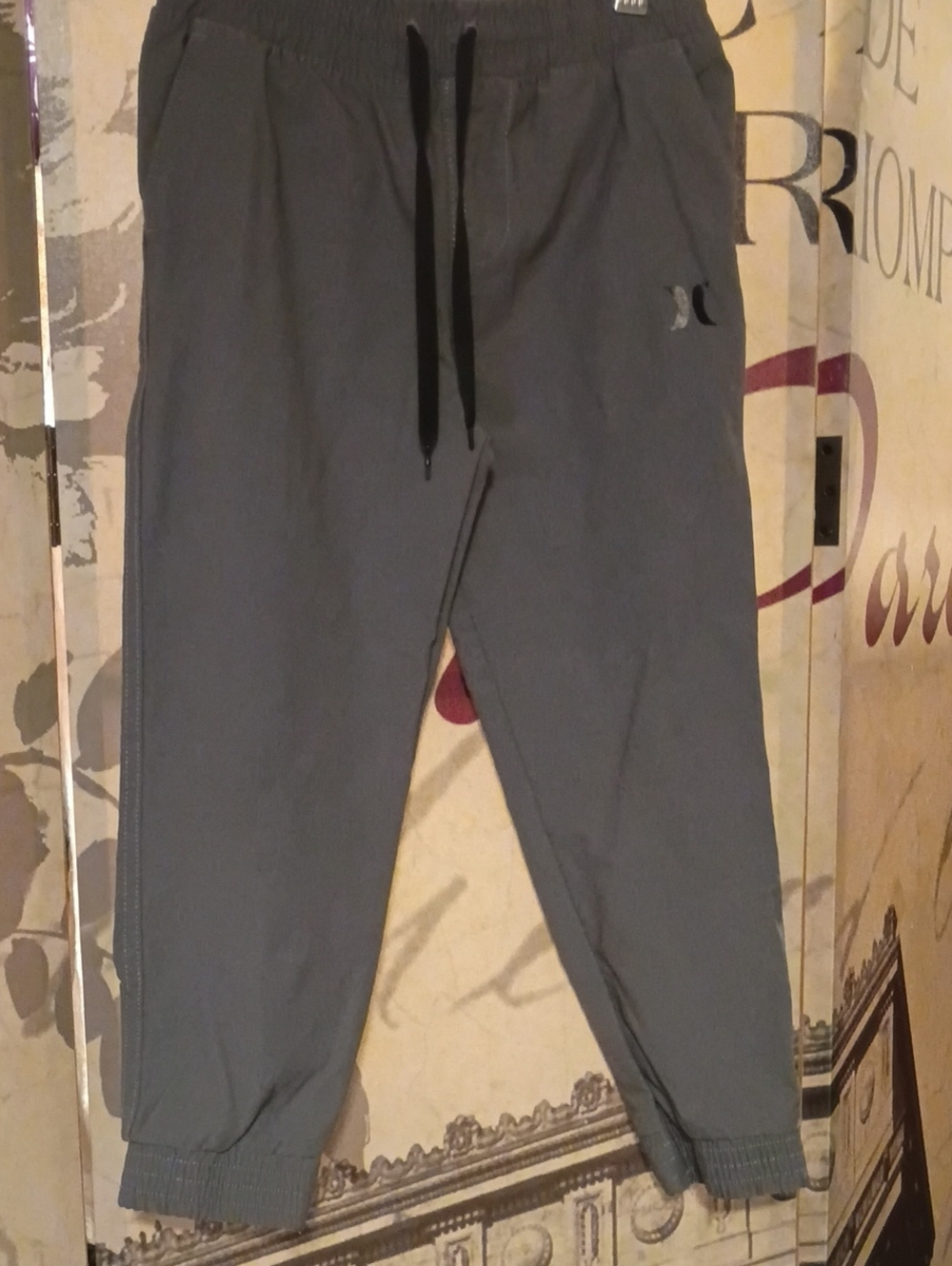 Hurley Gray Kids Elastic Waist Joggers with Black Drawstring